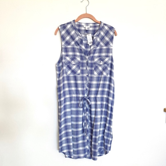 NWT Soft Joie Noraha Blue+White Plaid Dress - Picture 4 of 8